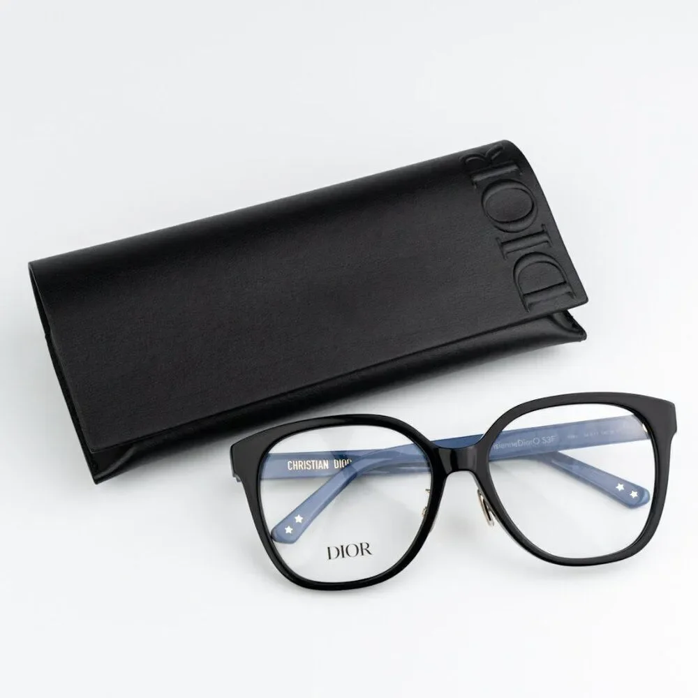 NEW Dior LAPARISIENNEDIORO S3F 1000 Shiny Black Blue Women Eyeglasses